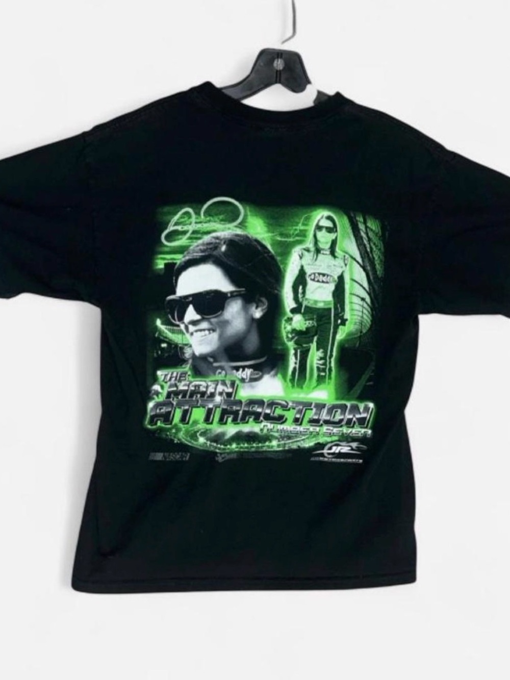 Nascar Black Tee with Neon Green Racing Graphic - Picture 3 of 5